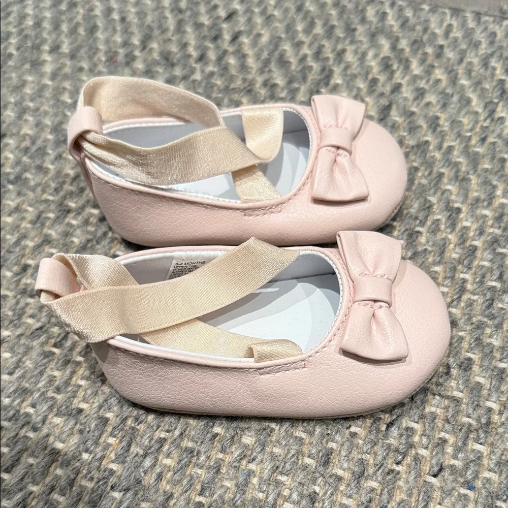 Janie and Jack Soft Pink Baby Ballet Crib Shoes 3-6 Months